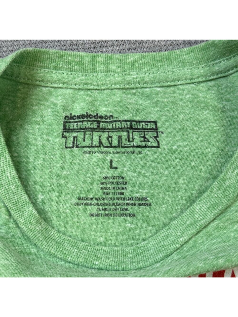 Teenage Mutant Ninja Turtles Graphic T-Shirt Size L Green Heathered Nickelodeon - Picture 6 of 11